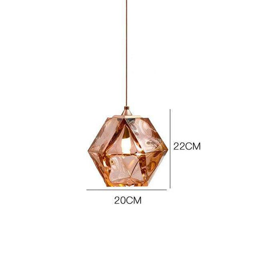 Suspension design diamant coloré en verre cristal - vue 7 sur 10