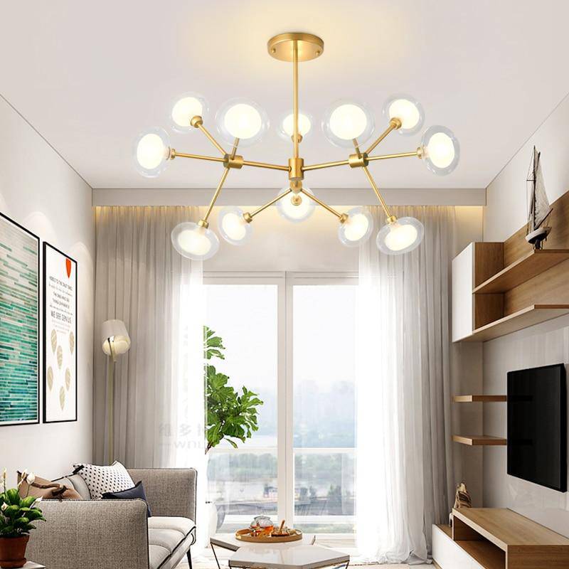 Lustre LED design branches et lampes en verre Lighting - vue 3 sur 5