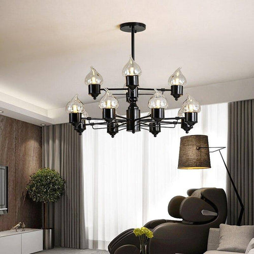 Lustre design à lampes bougies moderne - vue 8 sur 9