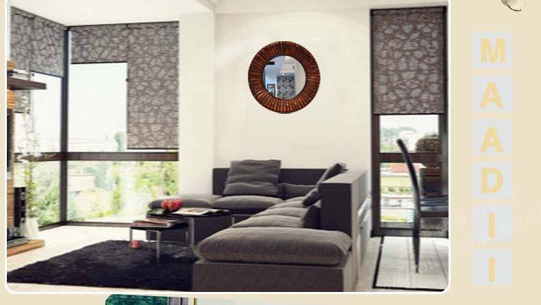 Miroir mural décoratif rond en bois bambou - vue 4 sur 7