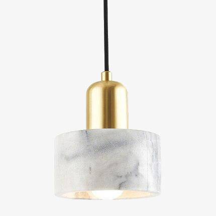 Suspension design LED dorée en marbre blanc Luxury - vue 2 sur 6