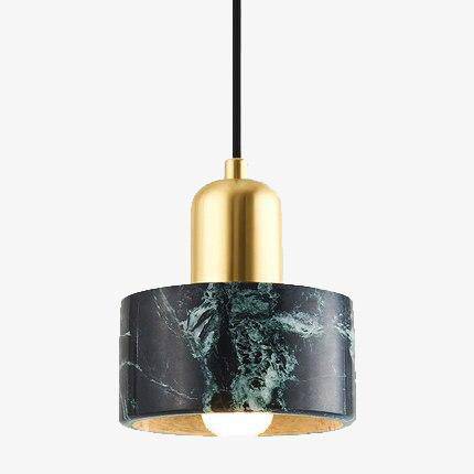 Suspension design LED dorée en marbre noir Luxury - vue 2 sur 3