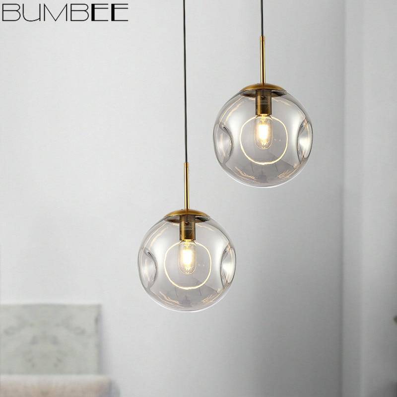 Suspension design boule déformées en verre fumé Ball - vue 4 sur 9