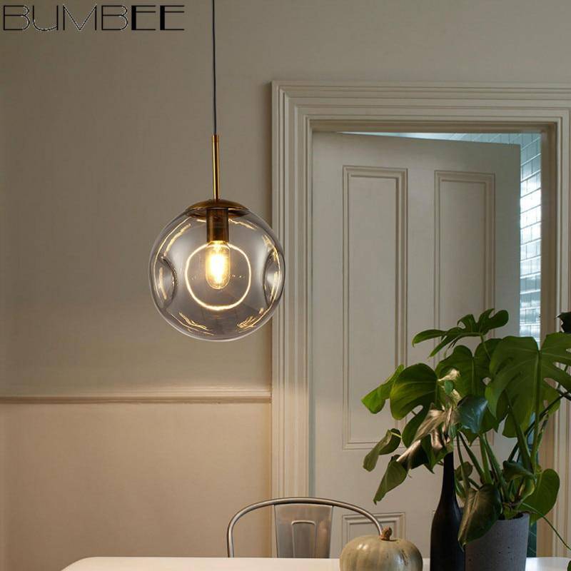Suspension design boule déformées en verre fumé Ball - vue 2 sur 9