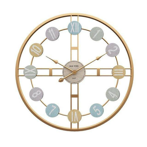 Horloge ronde design rétro en métal doré Roman 40cm - vue 3 sur 2