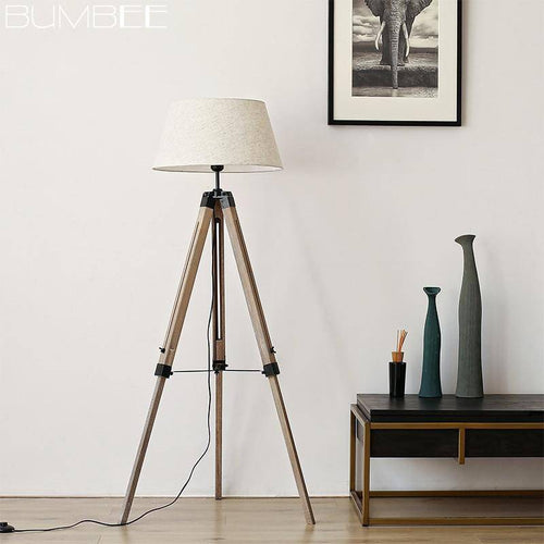 Lampadaire trépied ajustable avec abat-jour en tissu American - vue 3 sur 11