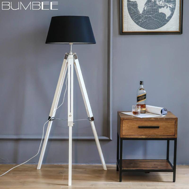 Lampadaire trépied ajustable avec abat-jour en tissu American - vue 6 sur 11