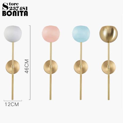 Applique murale LED baton doré et boule en verre - vue 4 sur 7
