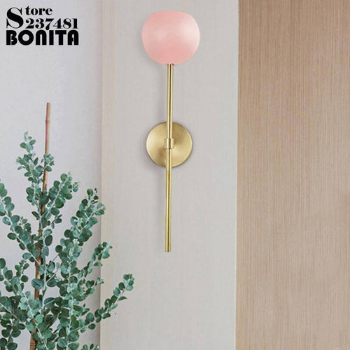 Applique murale LED baton doré et boule en verre - vue 3 sur 7