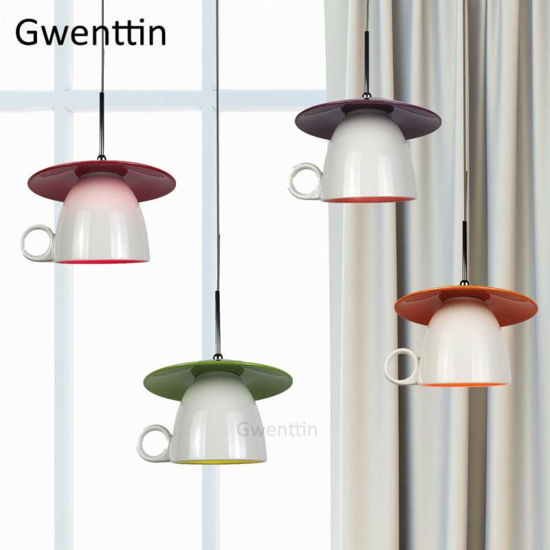 Suspension LED mug en céramique coloré Cup - vue 2 sur 7