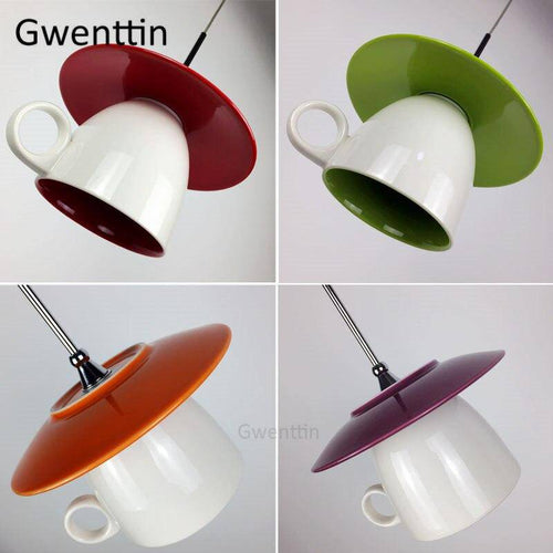 Suspension LED mug en céramique coloré Cup - vue 8 sur 7