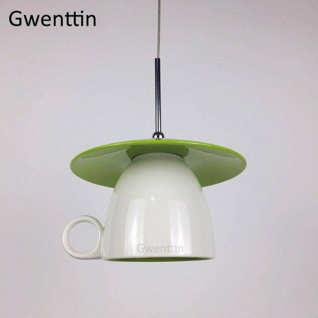 Suspension LED mug en céramique coloré Cup - vue 3 sur 7