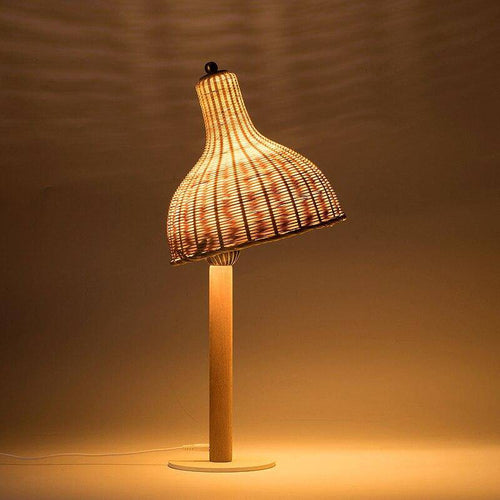 Lampe à poser LED avec abat-jour en rotin de plusieurs formes - vue 3 sur 9