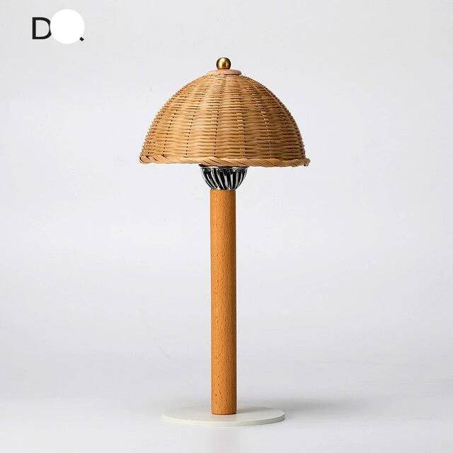 Lampe à poser LED avec abat-jour en rotin de plusieurs formes - vue 6 sur 9