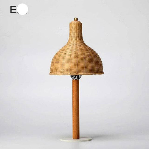 Lampe à poser LED avec abat-jour en rotin de plusieurs formes - vue 5 sur 9