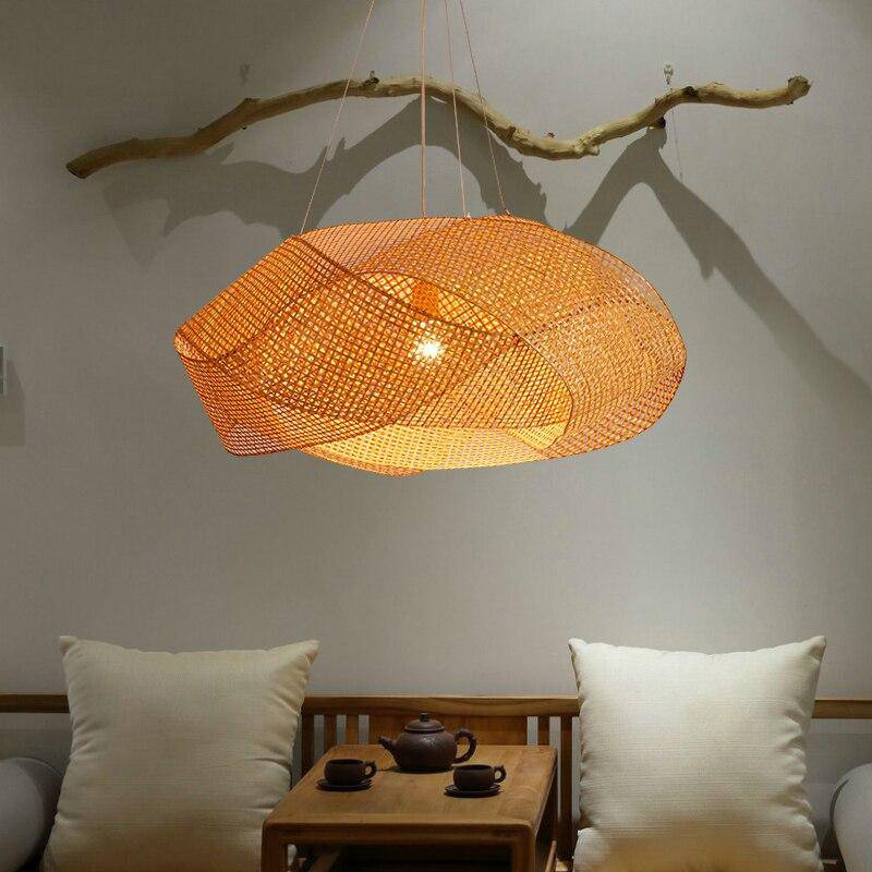 Lustre design nuage entrelacée en bambou Tatami - vue 2 sur 3