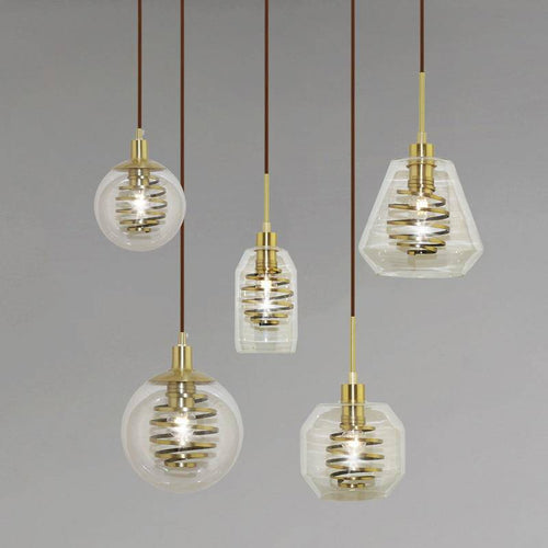 Suspension design en verre avec spirale dorée - vue 3 sur 14