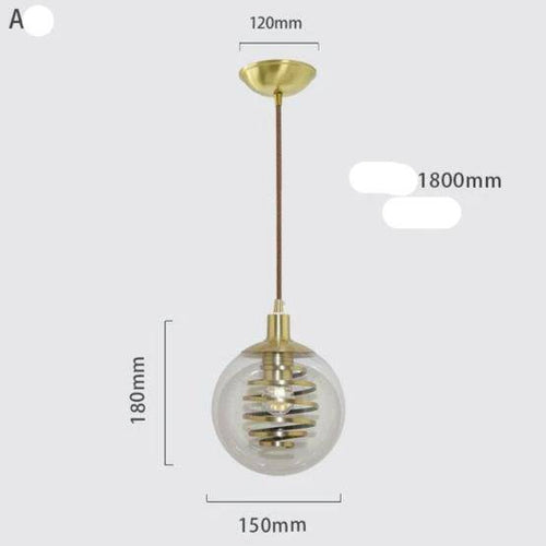 Suspension design en verre avec spirale dorée