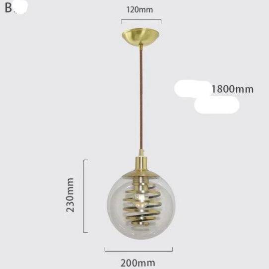 Suspension design en verre avec spirale dorée - vue 6 sur 14
