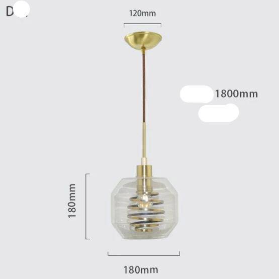 Suspension design en verre avec spirale dorée - vue 7 sur 14