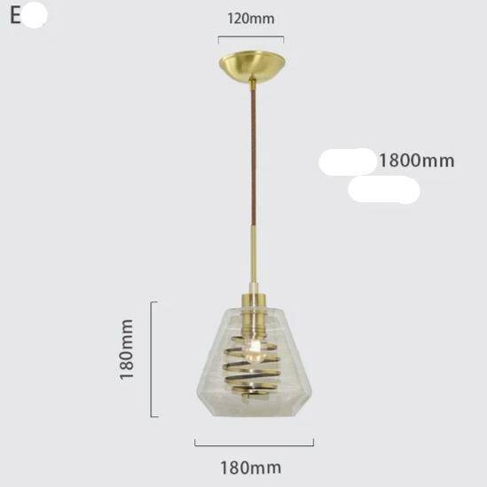 Suspension design en verre avec spirale dorée - vue 4 sur 14