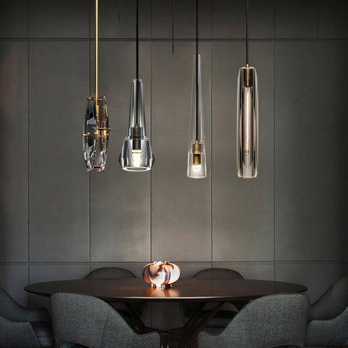 Suspension design cône en verre cristal à LED Luxury - vue 4 sur 5