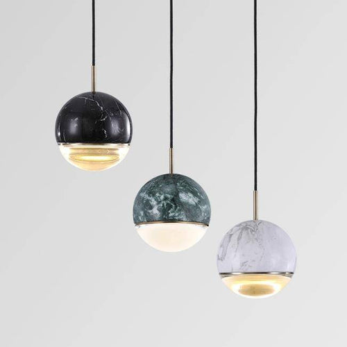 Suspension design LED boule style marbre coloré Art - vue 4 sur 10