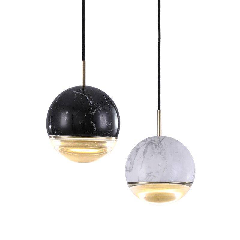 Suspension design LED boule style marbre coloré Art - vue 10 sur 10