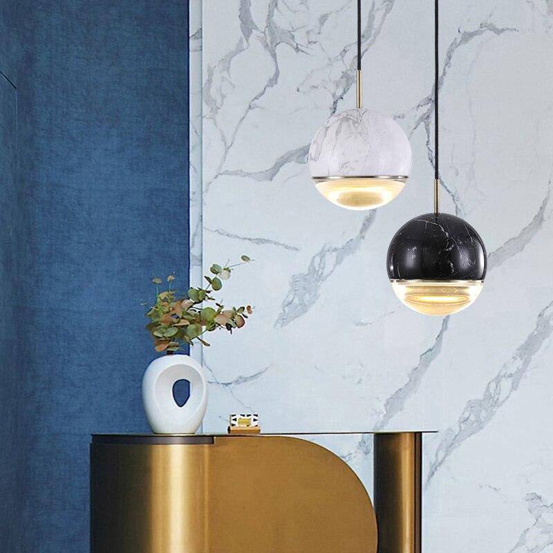Suspension design LED boule style marbre coloré Art - vue 6 sur 10