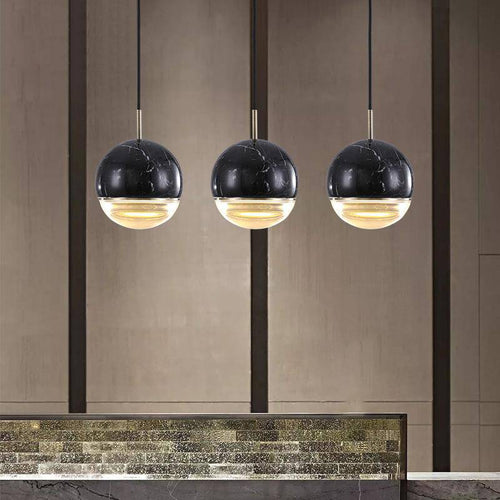 Suspension design LED boule style marbre coloré Art - vue 5 sur 10