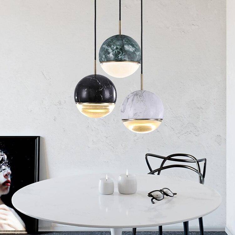 Suspension design LED boule style marbre coloré Art - vue 2 sur 10