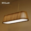 Lustre LED long avec barres en bambou