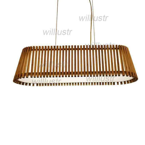 Lustre LED long avec barres en bambou - vue 4 sur 6