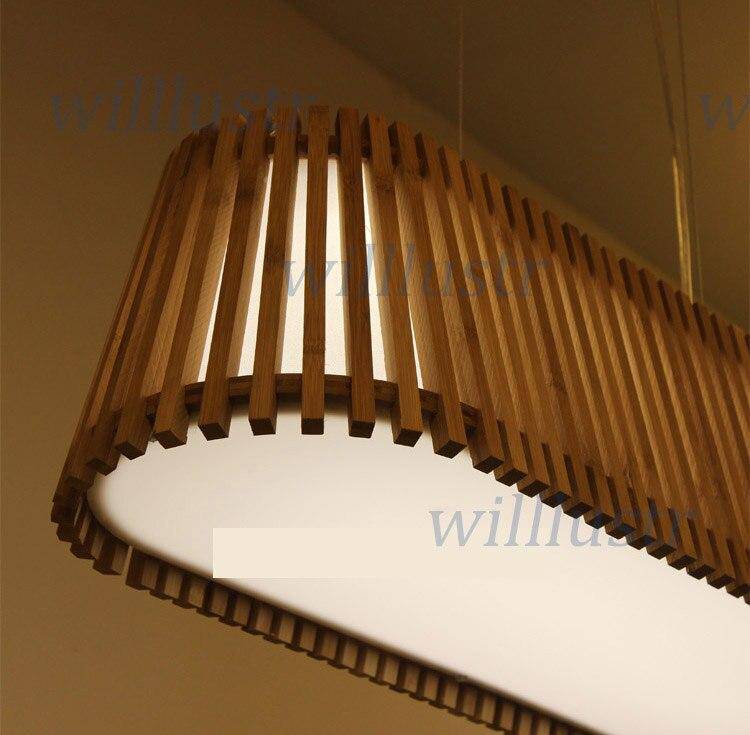 Lustre LED long avec barres en bambou - vue 6 sur 6