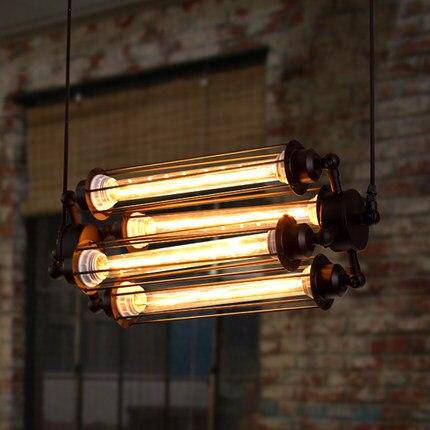 Suspension industrielle LED avec ampoule et abat-jour métal rétro - vue 2 sur 4