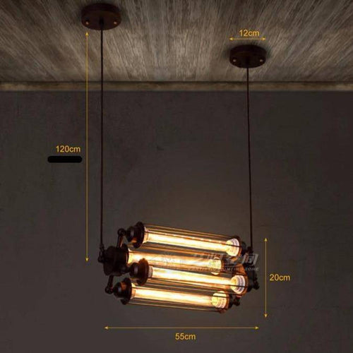 Suspension industrielle LED avec ampoule et abat-jour métal rétro - vue 4 sur 4