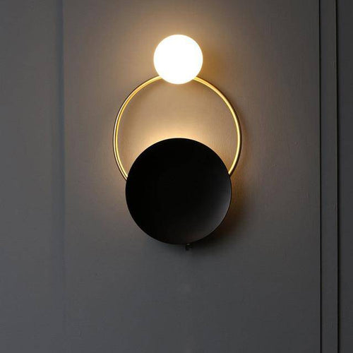 Applique design LED rond et cercles raffinés doré et noir Art - vue 7 sur 7