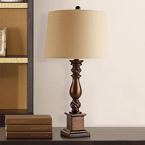 Lampe à poser de chevet en résine et abat-jour en tissu American - vue 3 sur 4