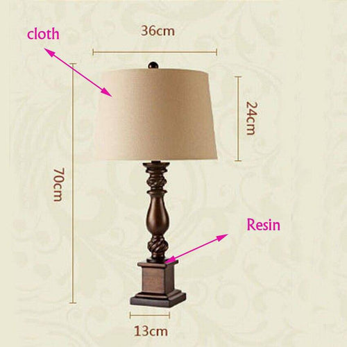 Lampe à poser de chevet en résine et abat-jour en tissu American - vue 5 sur 4
