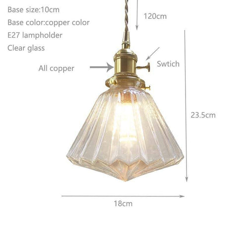 Suspension vintage en verre et support doré Brass - vue 4 sur 4