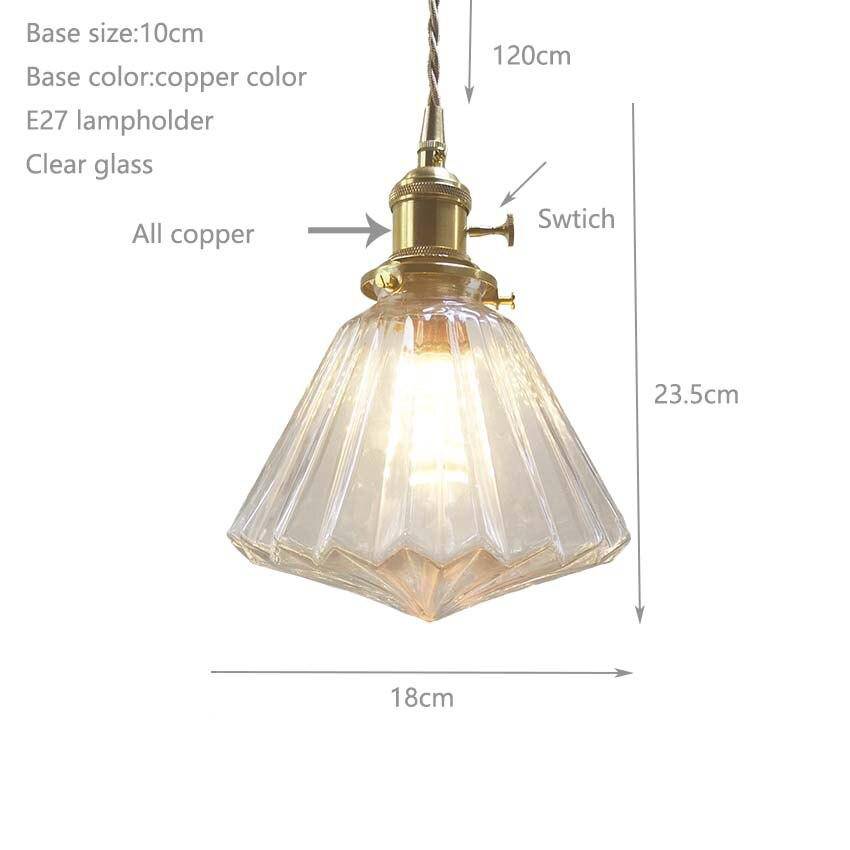 Suspension vintage en verre et support doré Brass - vue 4 sur 4