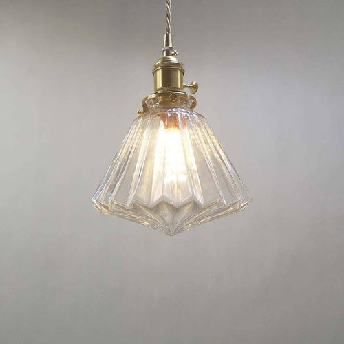 Suspension vintage en verre et support doré Brass - vue 2 sur 4
