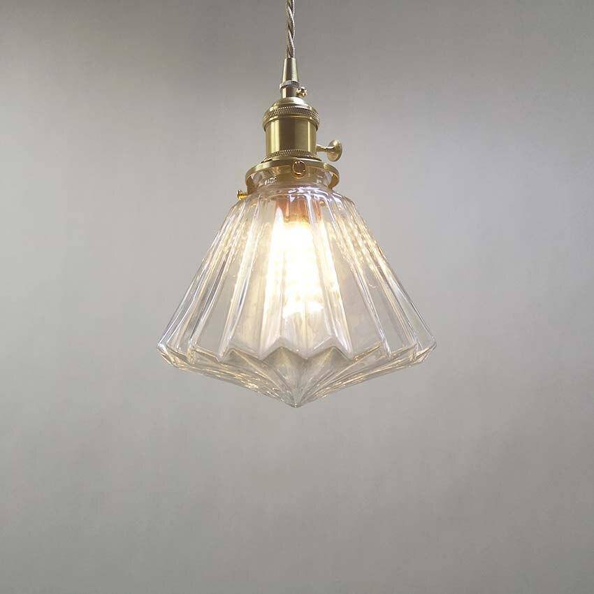 Suspension vintage en verre et support doré Brass - vue 2 sur 4