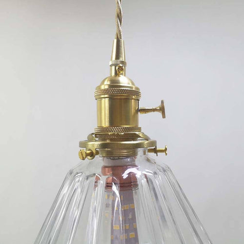 Suspension vintage en verre et support doré Brass - vue 3 sur 4