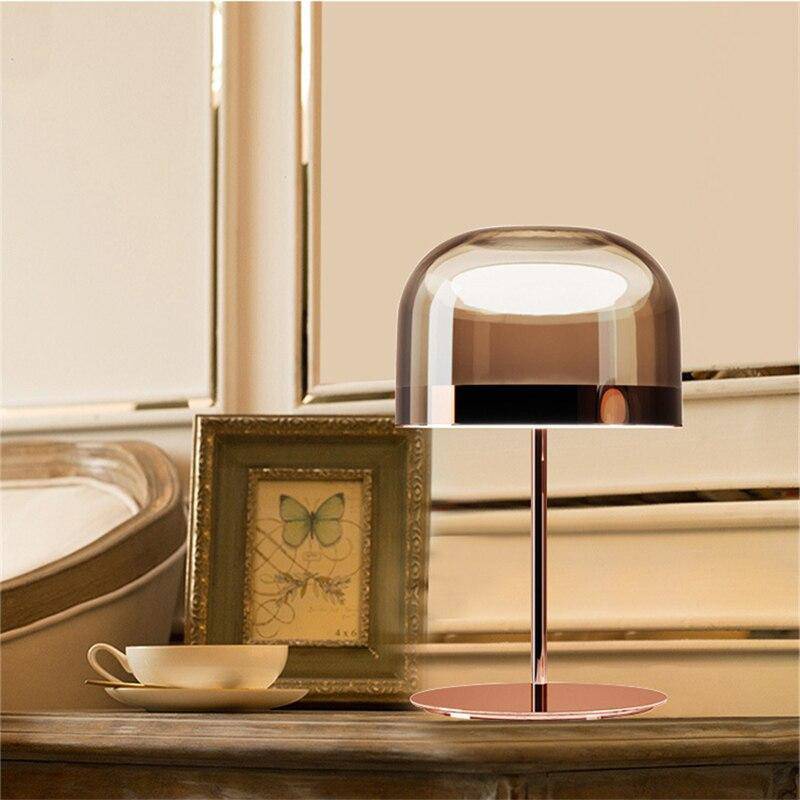 Lampe à poser design LED en métal avec abat-jour en verre style Mushroom - vue 3 sur 10