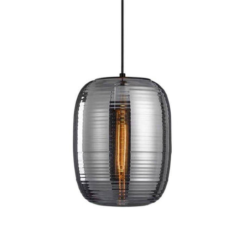 Suspension design LED avec abat-jour arrondi en verre à stripes Loft - vue 3 sur 7