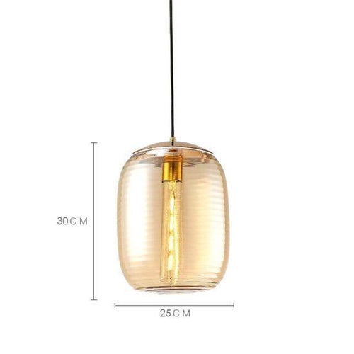 Suspension design LED avec abat-jour arrondi en verre à stripes Loft - vue 7 sur 7