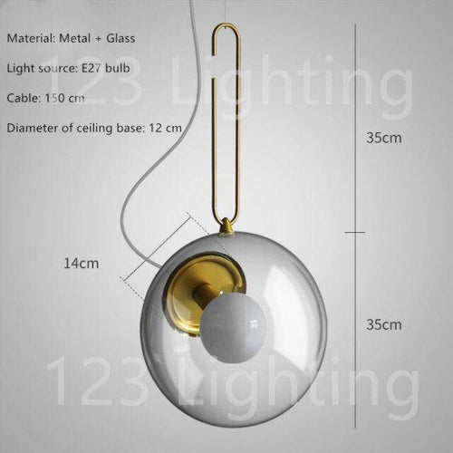 Suspension design à LED boule en verre et métal Light - vue 4 sur 6