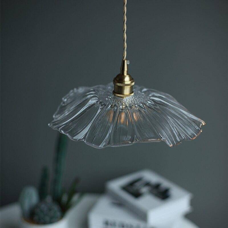 Suspension rétro LED avec abat-jour en verre style flowers - vue 3 sur 4