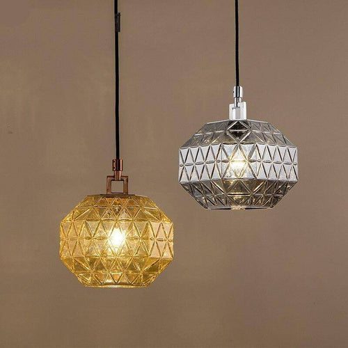 Suspension rétro LED en verre aux motifs Luxury - vue 5 sur 5